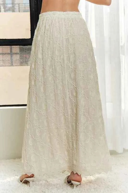 ADORA Elastic Waist Applique Maxi Skirt ee4531f42add435d99d78fc3b8d1ac7f-Max-Origin