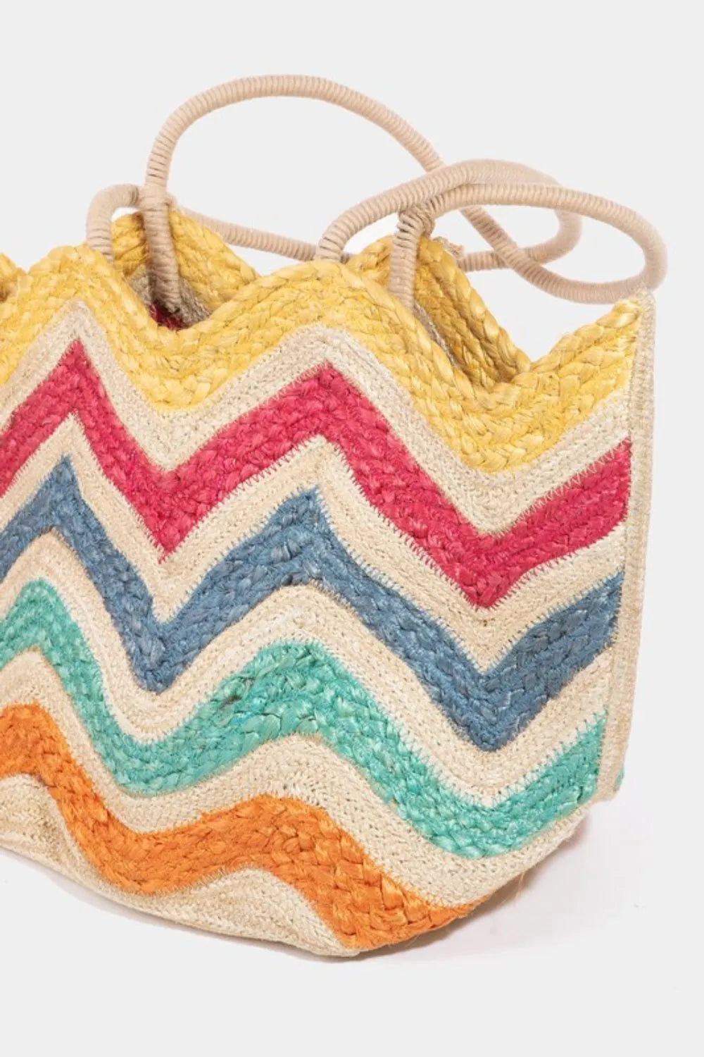 Fame Wavy Rainbow Straw Tote Bag ee4b08da-2699-4cec-959e-ee10ae3dbeb6-Max-Origin