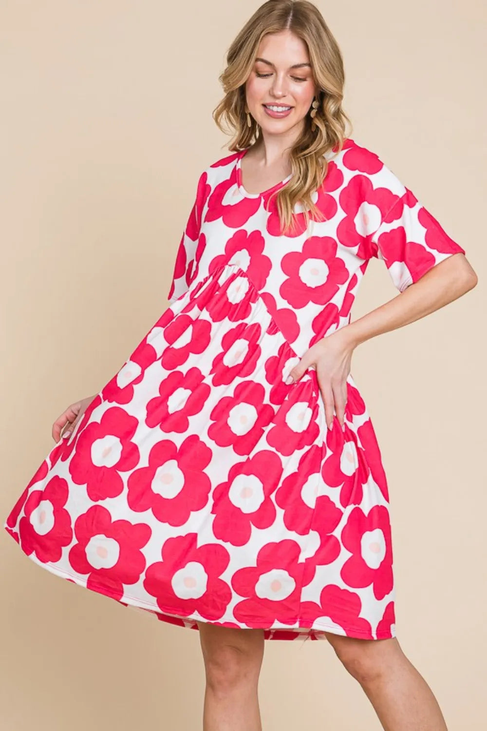 BOMBOM Flower Print Ruched Dress ee4bf0fa-1215-46ff-8df4-f60f12a0f7cd-Max