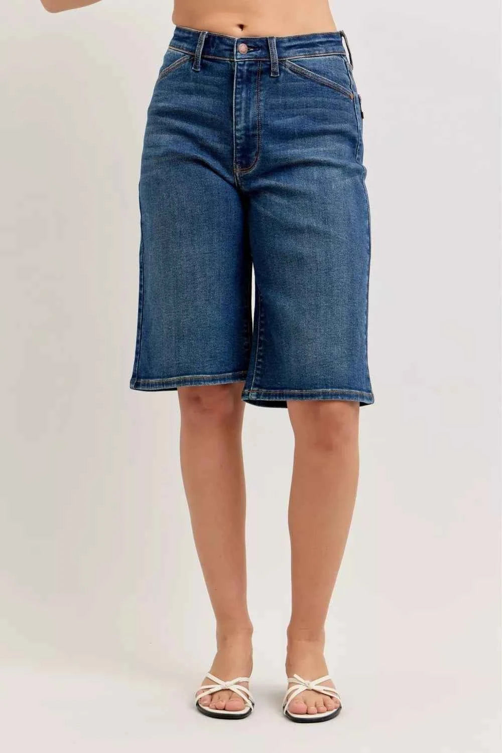Judy Blue High Waist Bermuda Denim Shorts DK ee4ec96264714341ab1e861ad1a4cb4a-Max-Origin