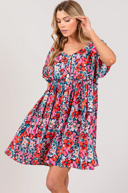 SAGE + FIG Floral Button Down Short Sleeve Mini Dress ee4f6590-4531-4d56-9014-43fc48ed8c40-Max