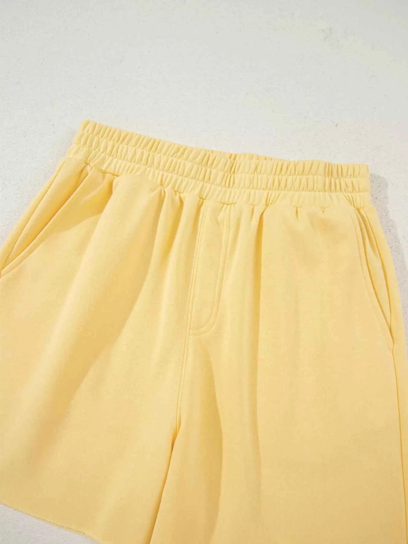 Button Collar Drop Shoulder Top and Shorts 2pcs Set