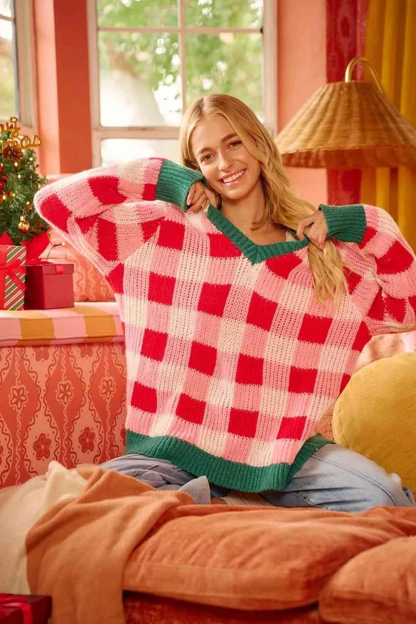 BiBi Christmas Theme Checker Board Sweater ee58fdeb96234d5bb8ad235375c50bb6-Max-Origin