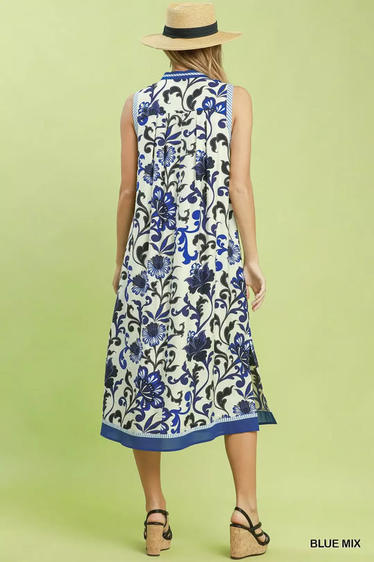 Floral Scroll Sleeveless Midi Dress ee5aaad3-2687-4a1c-86c2-be4b2348cac4-Max-Origin