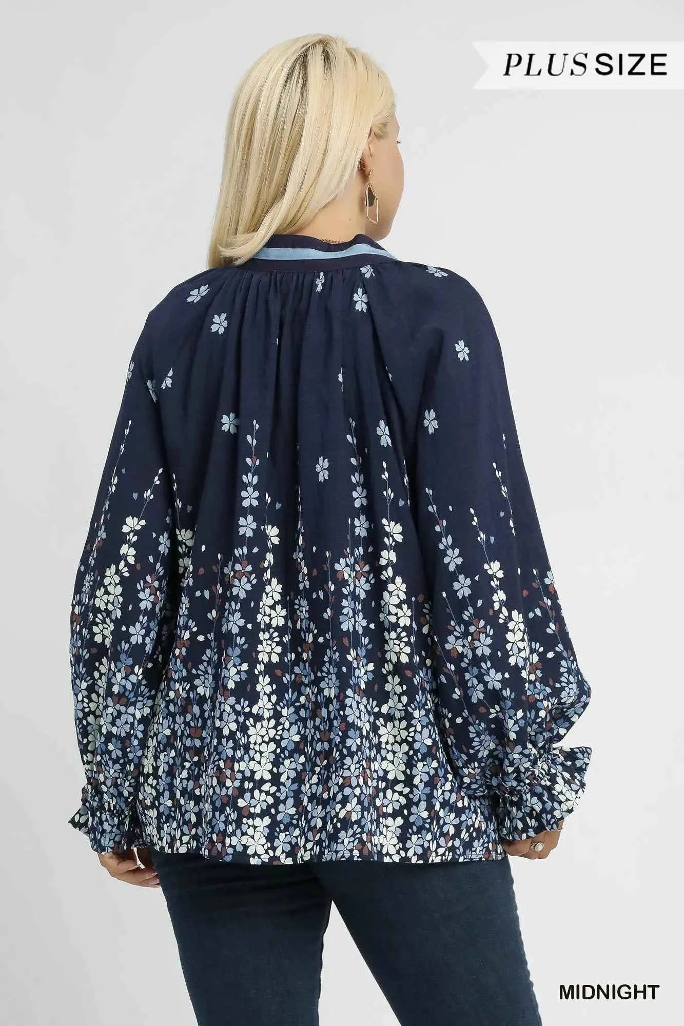 Umgee Full Size Floral Vine Print Blouse with Balloon Sleeves Plus Size ee5c9fa6-a9a0-45f8-9885-3874ed17b5d7-Max-Origin