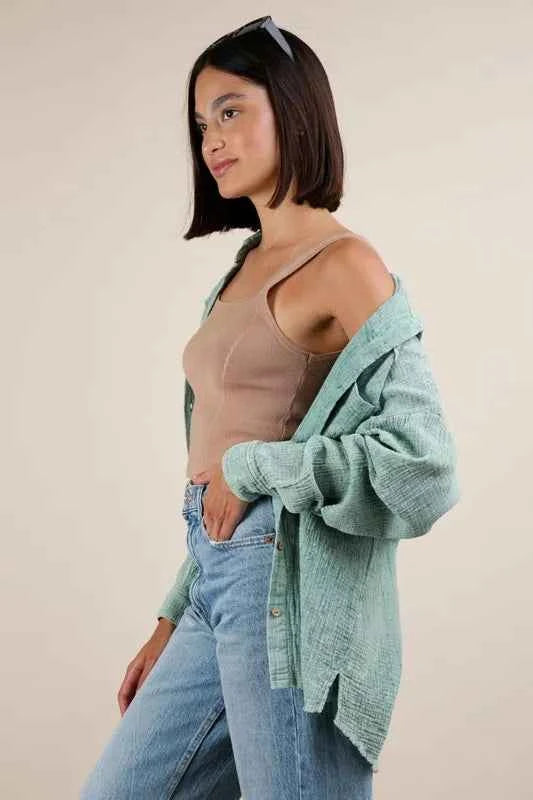 VERY J Mineral Washed Gauze Button Down Shirt ee5d592955484fe8a3042d4823a34997-Max-Origin