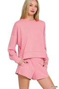 Zenana Scuba Long Sleeve Sweatshirts & Shorts Set DK PINK ee5ff16a0b9b45c0a0ef1871ec2debde-Max-Origin