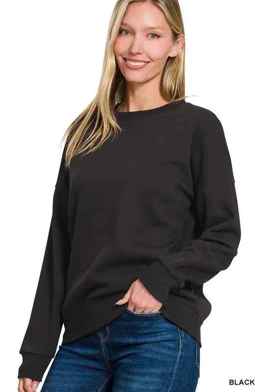 Zenana Full Size Fleece Drop Shoulder Sweatshirt Plus Size BLACK ee6ce202-0cd1-4cd3-967a-40cb85a46e9d-Max-Origin