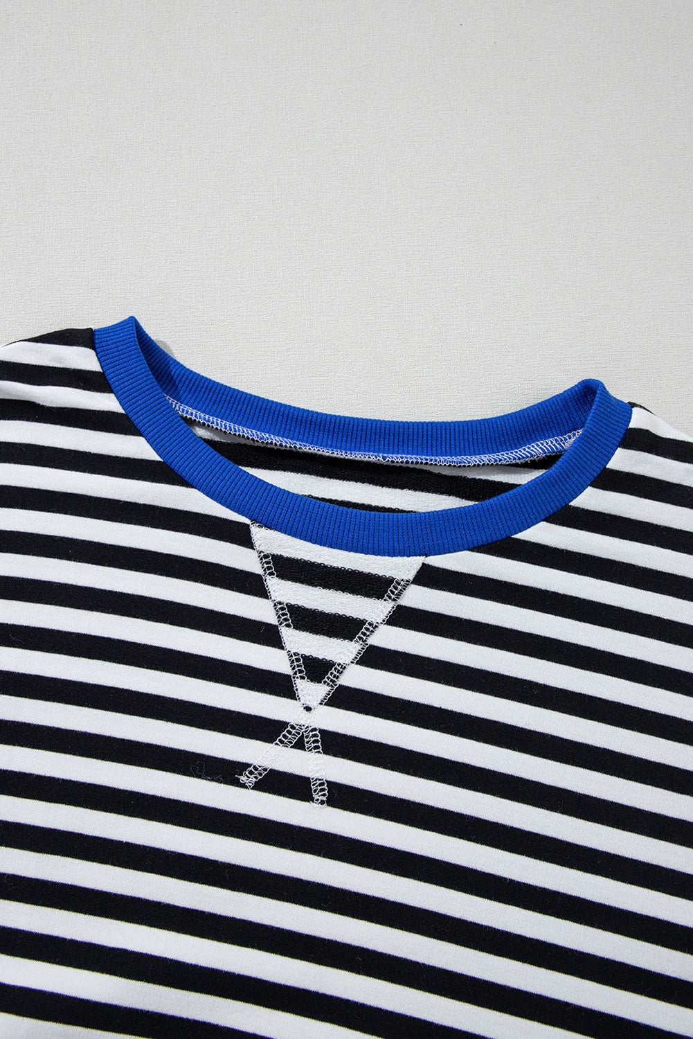 Black Stripe Contrast Edge Cross Seam Oversized Sweatshirt ee70da6ea8b24531