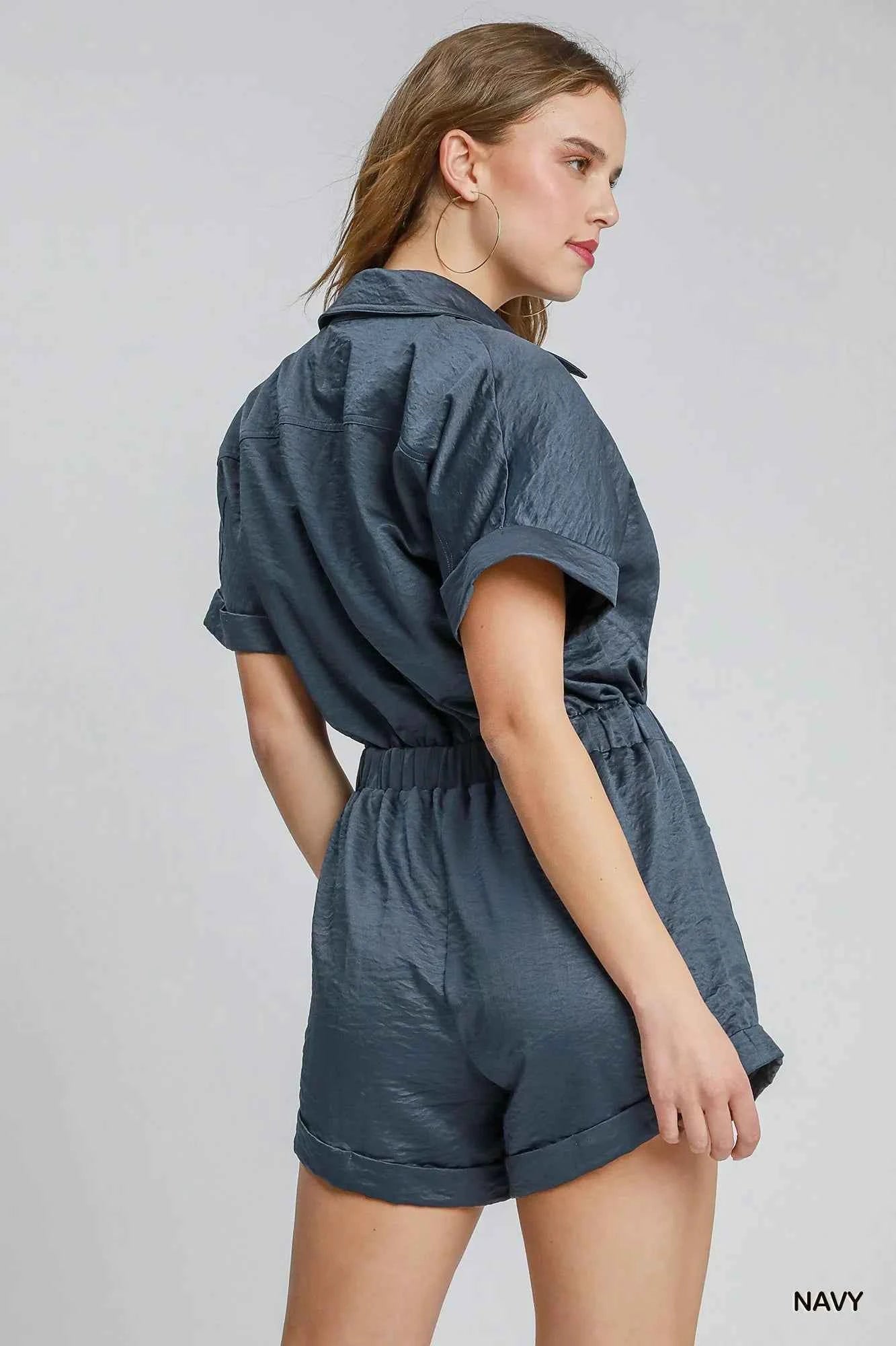 Umgee Button Down Charmeuse Romper ee801f96-e9d7-4a8d-96bb-363754d502cb-Max-Origin