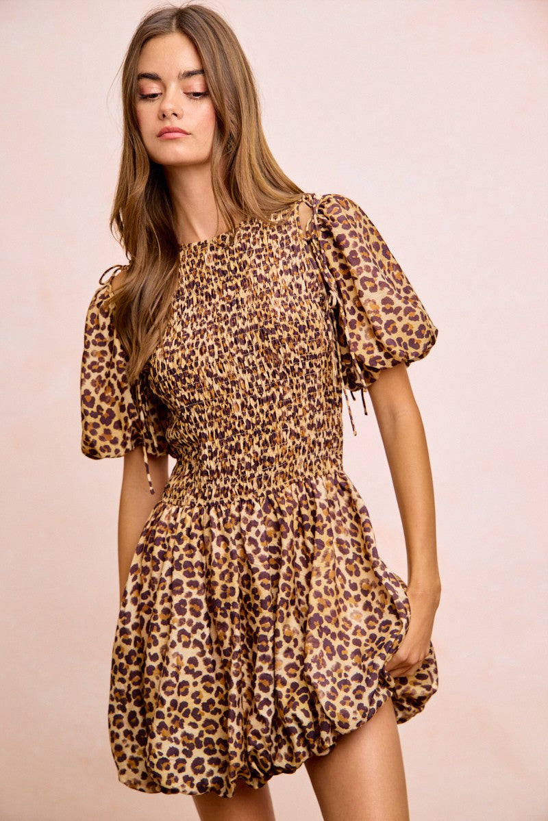 BiBi Leopard Bow Tie Attachable Puff Sleeves Dress ee80b0d918c846ecbdb32e6bf386d959-Max