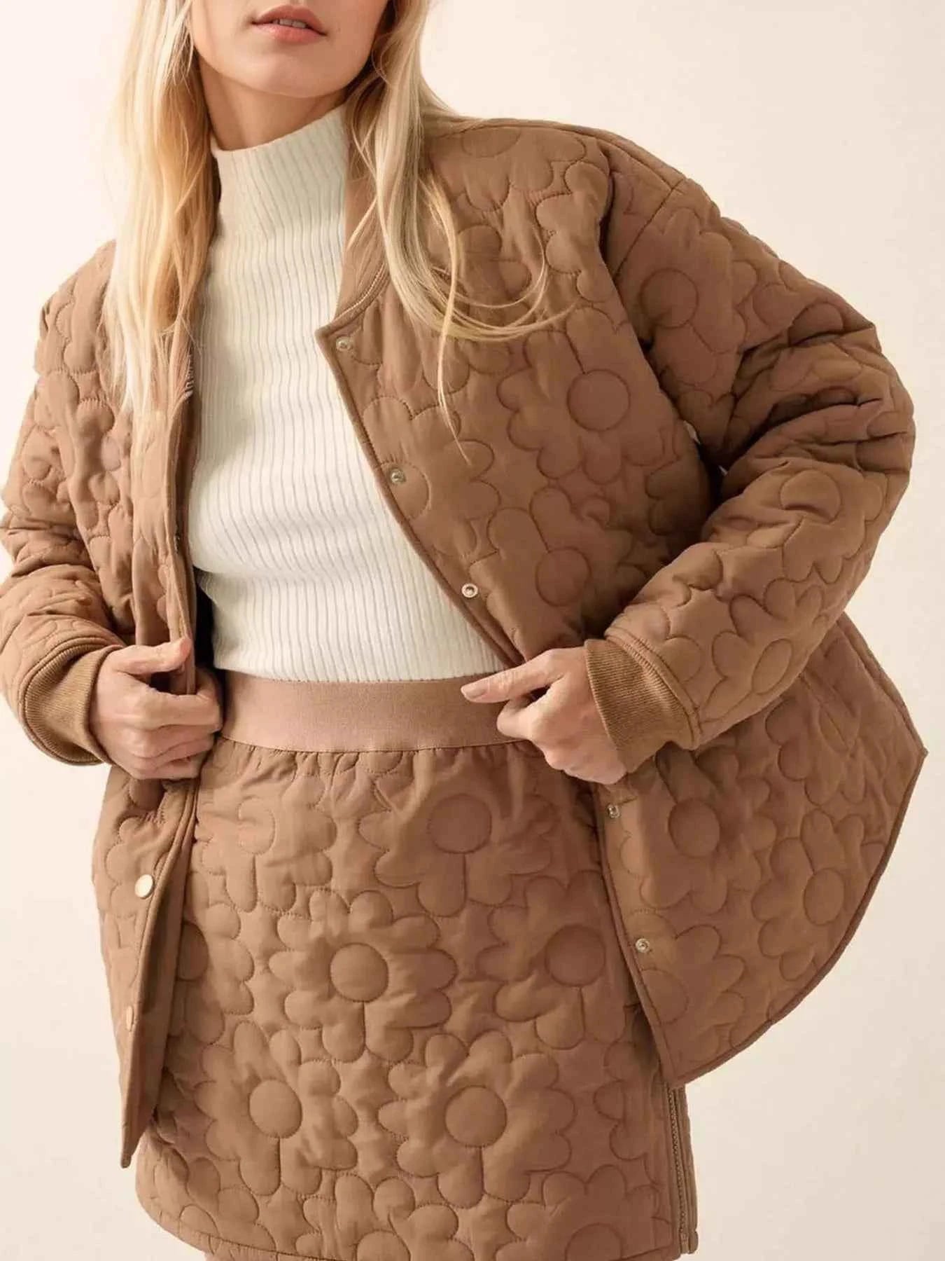 Textured Snap Down Outerwear Brown ee9a0c85-0dbc-47f2-b92a-9539ad8c53af-Max-Origin