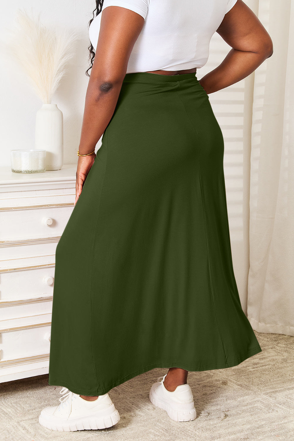 Double Take Full Size Soft Rayon Drawstring Waist Maxi Skirt eea7f3ec0d15469fb8c57f06d48ba637-Max