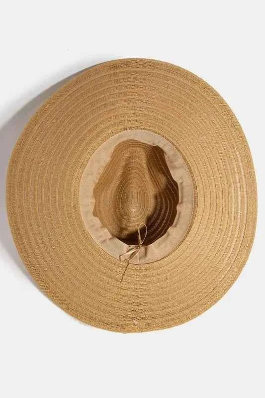 Fame Shell Beaded Wide Brim Straw Hat eeadef8e-dc6e-4b4c-b6e1-f403546f8495-Max-Origin