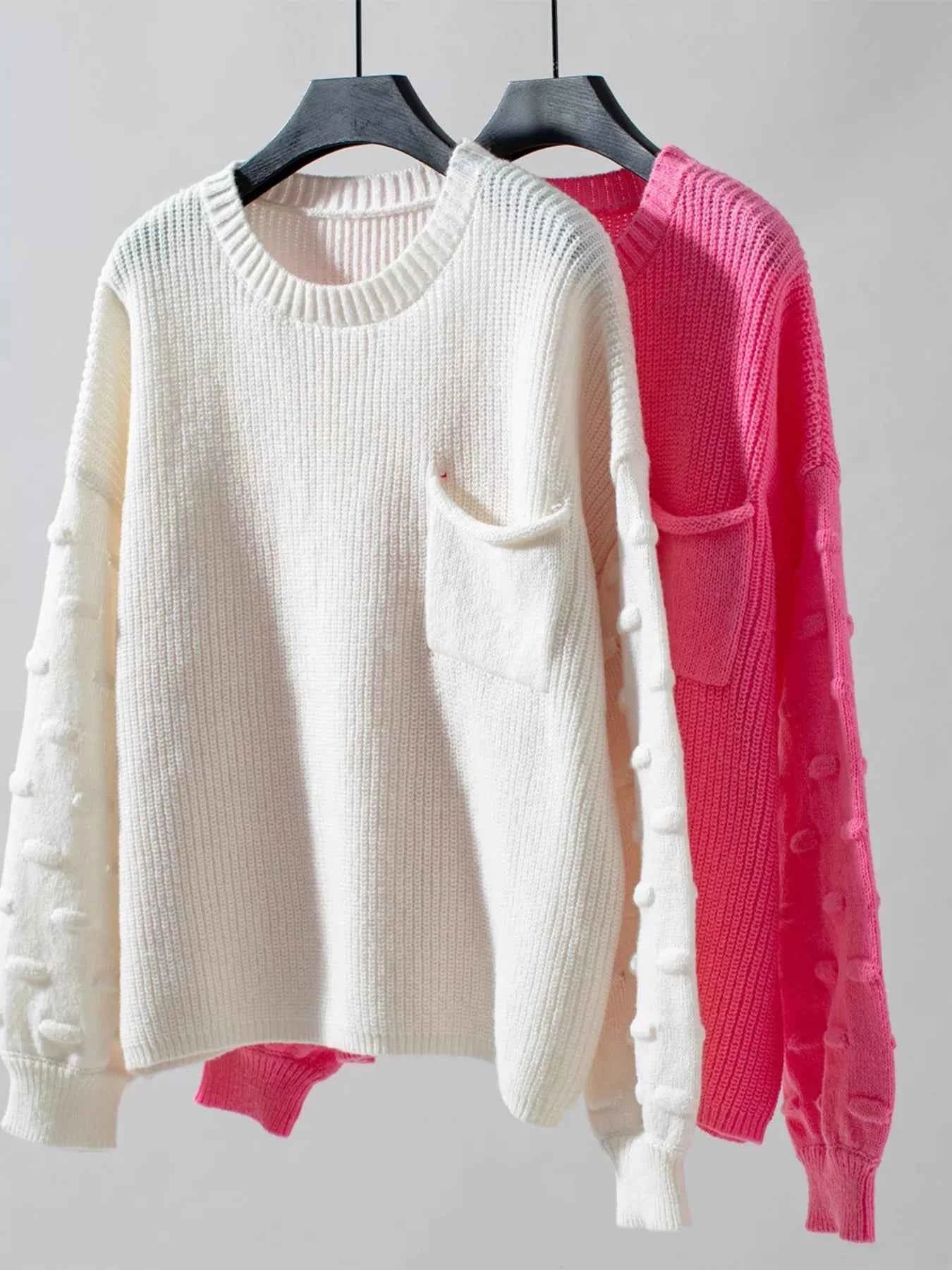 Pocket Detail Round Neck Sweater eebd47de-035a-47b5-a9bc-b0e7ffd38c16-Max-Origin