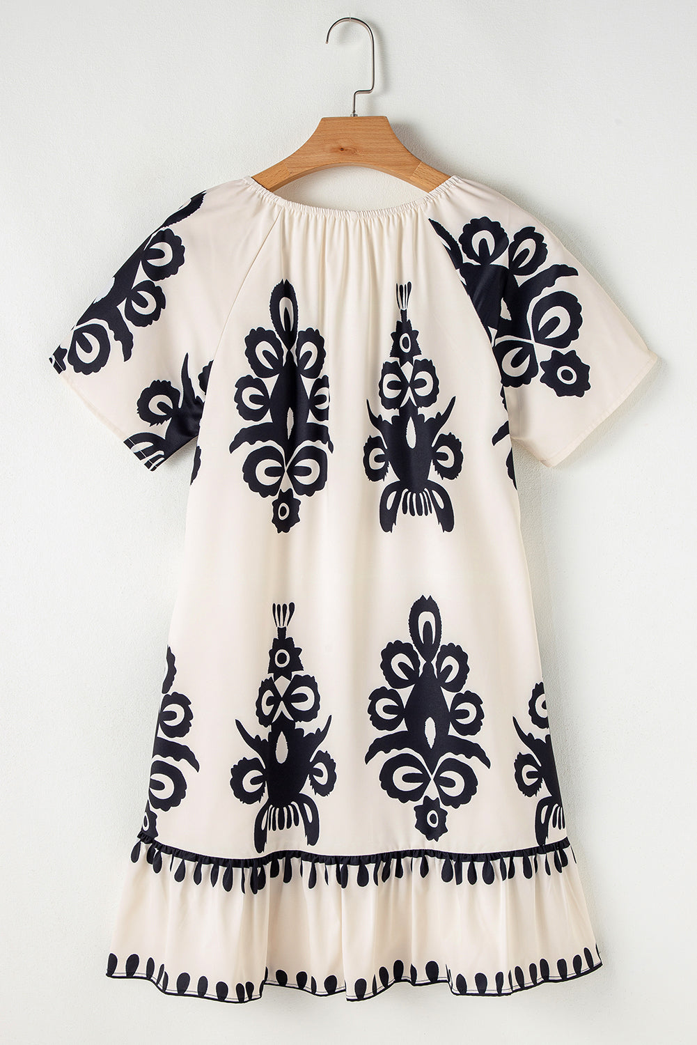 Apricot Ethnic Print Ruffle Hem Loose Mini Dress eec03243a9c89439