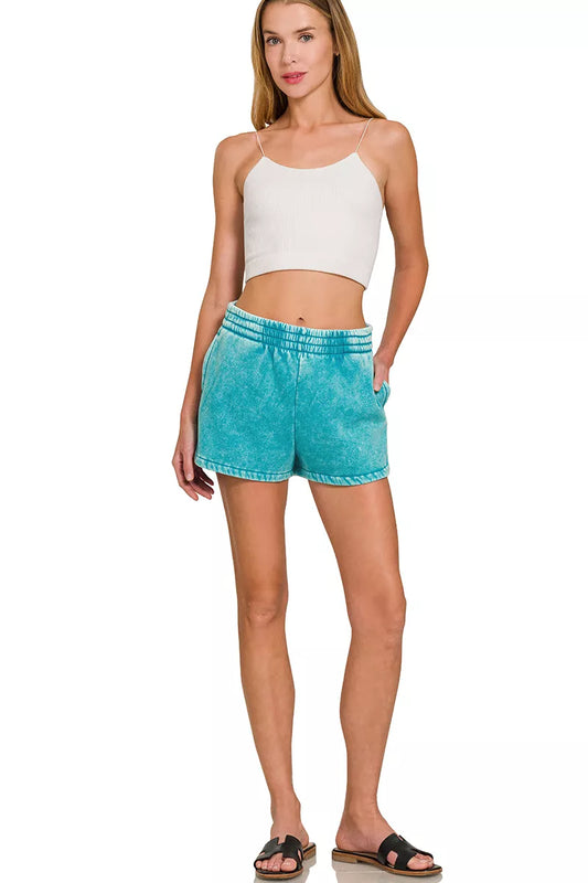 Zenana Acid Washed Elastic Waistband Dolphin Shorts eec75876-bc39-4932-b570-0097e3f9e140-Max-Origin