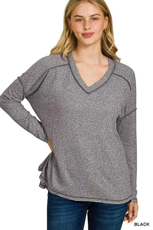 Soft Melange Hacci Exposed Seam Hi-low Tee BLACK eeca3ac4dfa745879a8d266969ddf169-Max-Origin