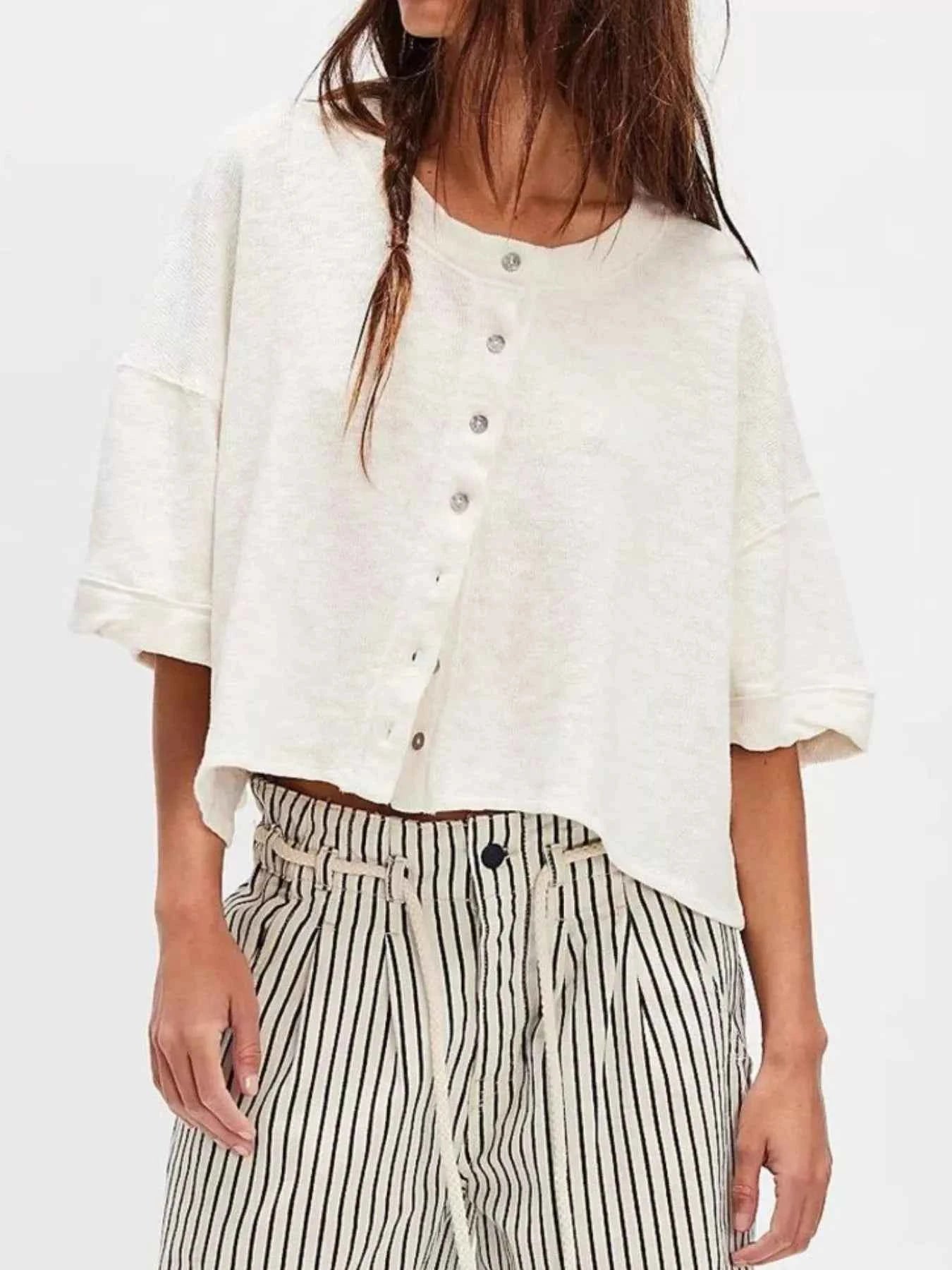 Button-Front Half Sleeve Cardigan eecc63c7-d990-45f1-b7f4-7d03363a03cd-Max-Origin