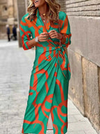 Printed Collared Neck Shirt Dress eed05e3d935e4cac858f56158fcde678-Max-Origin