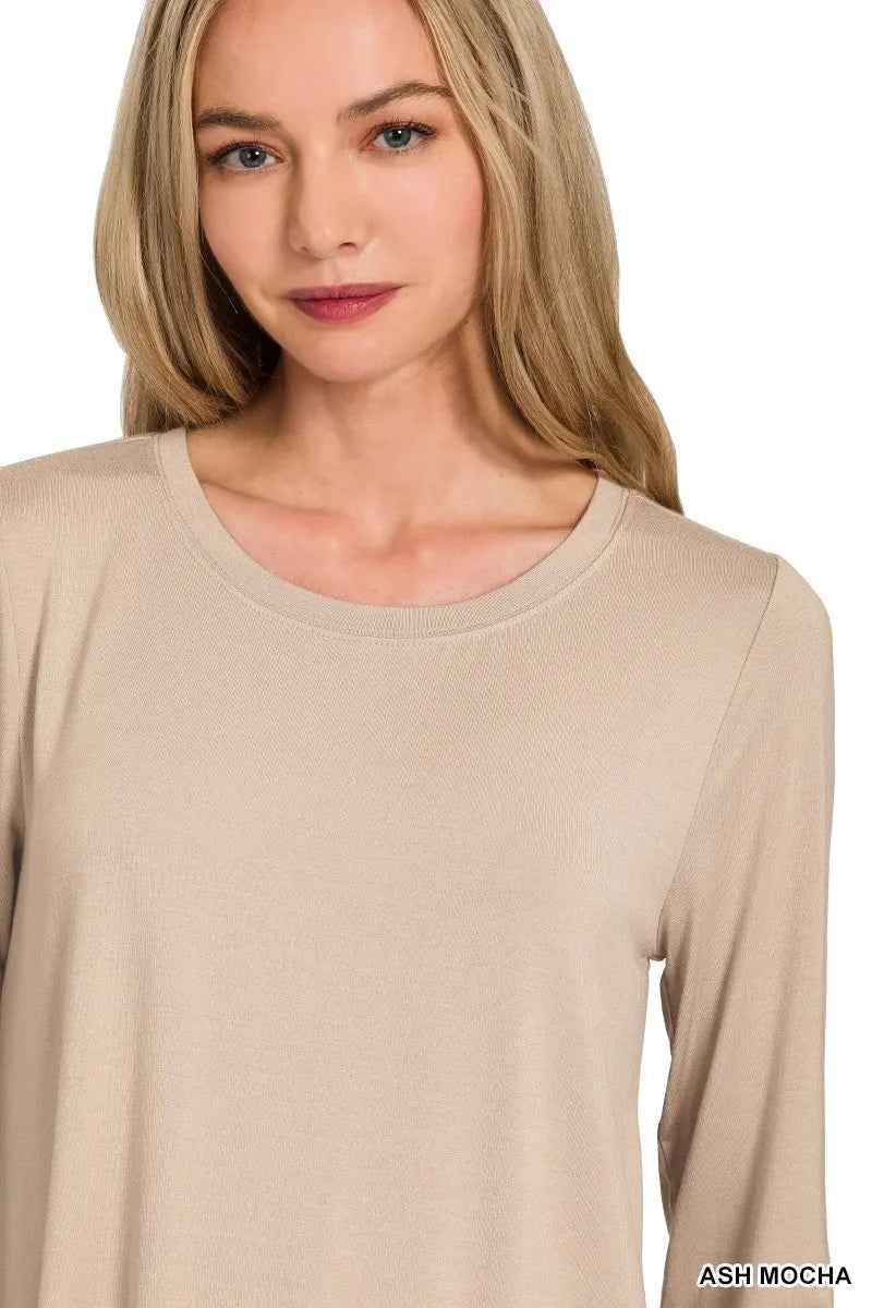 Zenana Flowy Round Hem Rayon Long Sleeve Top eed8502bf69645028d12605209f3a8ad-Max-Origin