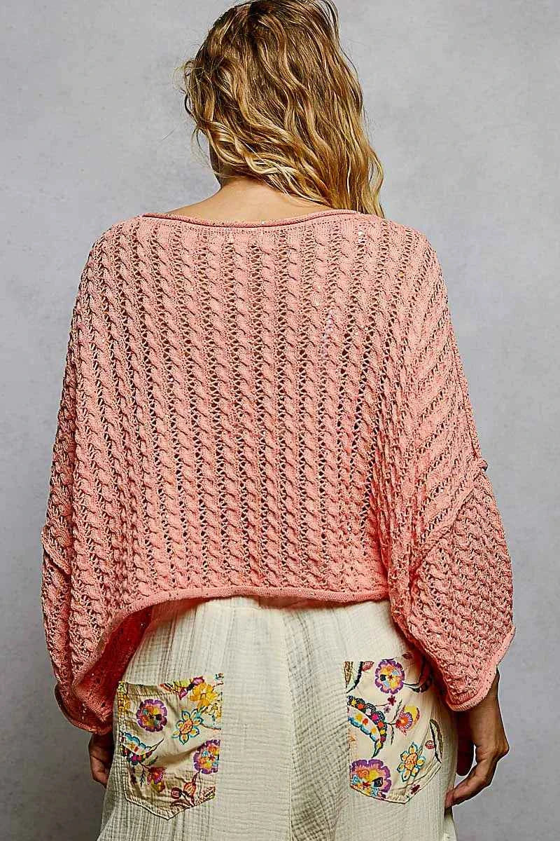 POL Cable-Knit Openwork Round Neck Cropped Sweater eeda0450-3856-4565-adb1-d8f5bea37fc3-Max-Origin