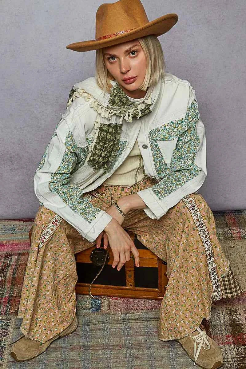 POL Button Down Patchwork Denim Jacket with Floral Print Details eee68968-3b44-4e4c-b36d-0474d2c99459-Max-Origin