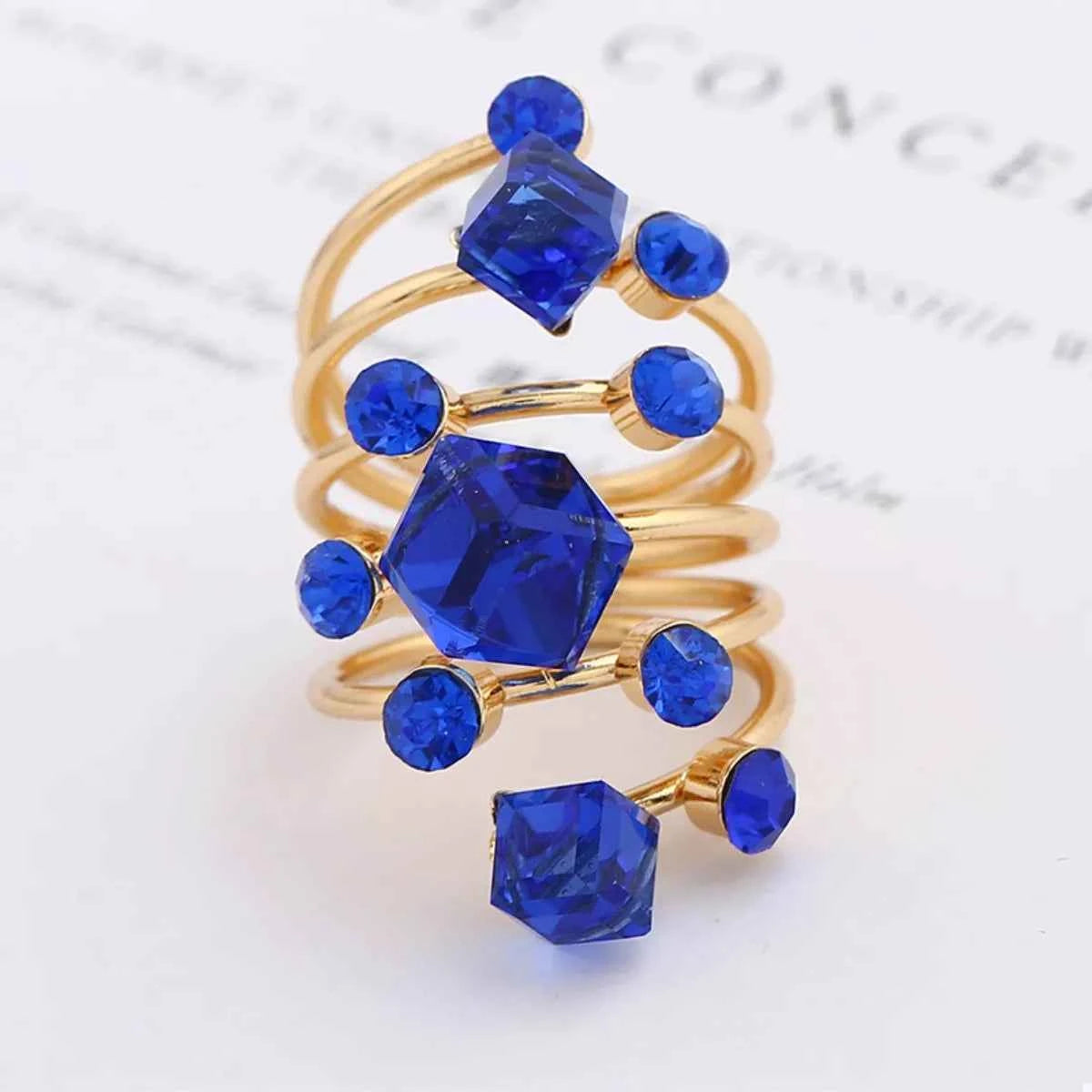 18K Gold-Plated Multi-Layered Ring Royal Blue One Size eeecf6ef-cc2e-4b0d-8671-f206c1b5beaa-Max-Origin