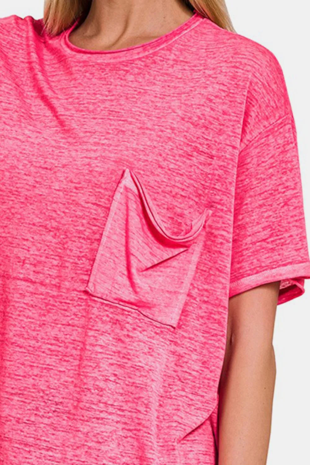 Zenana Pocketed Round Neck Dropped Shoulder T-Shirt ef012099-d9cf-4c26-95f9-6d5406fe3474-Max