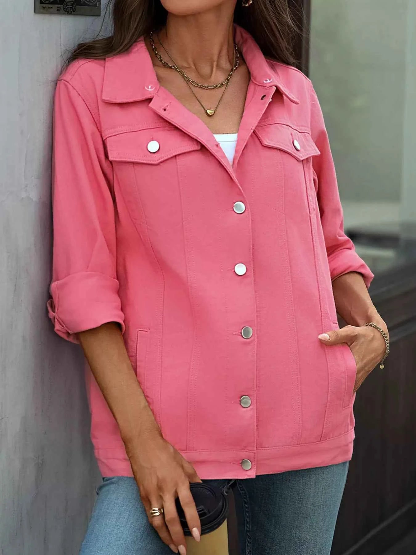 Button Up Long Sleeve Denim Jacket ef0be3b8673845a384414d801bb3f319-Max-Origin