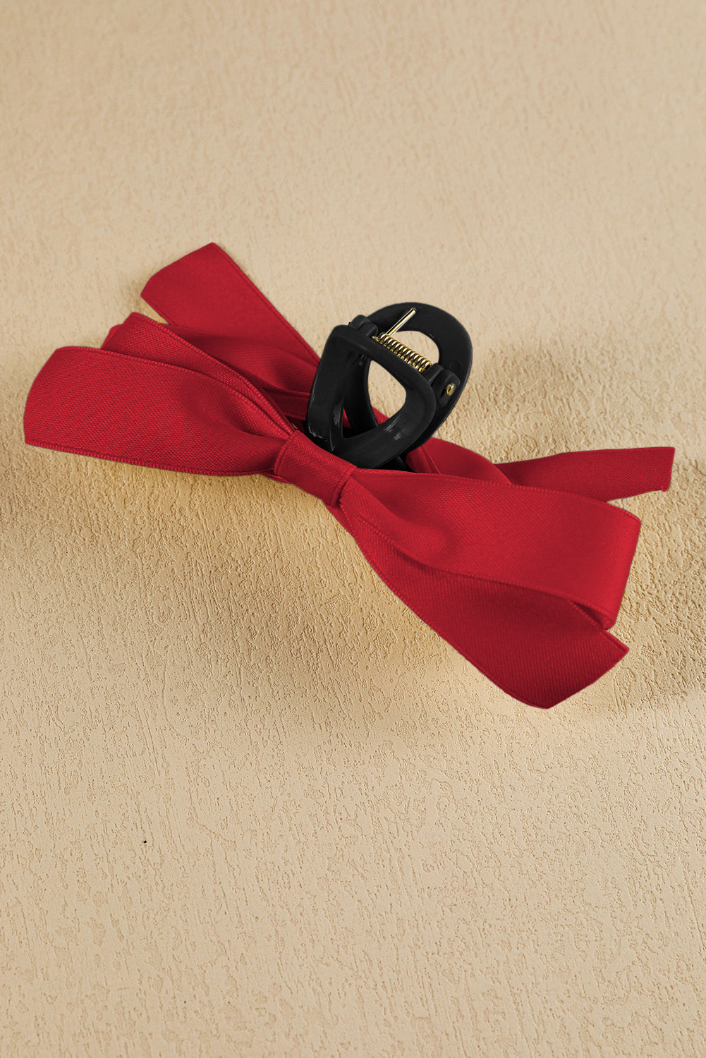 Light French Beige Solid Color Ribbon Bow Decor Hair Clip ef0da633a435f6ac
