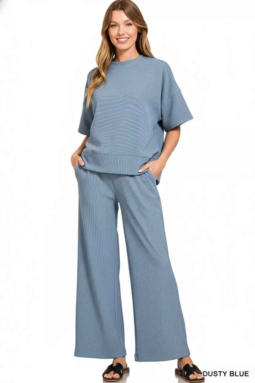 Zenana Ribbed Round Neck Tee & Pants Set ef102bba-1338-42e4-bcc6-f67040d5dbda-Max-Origin
