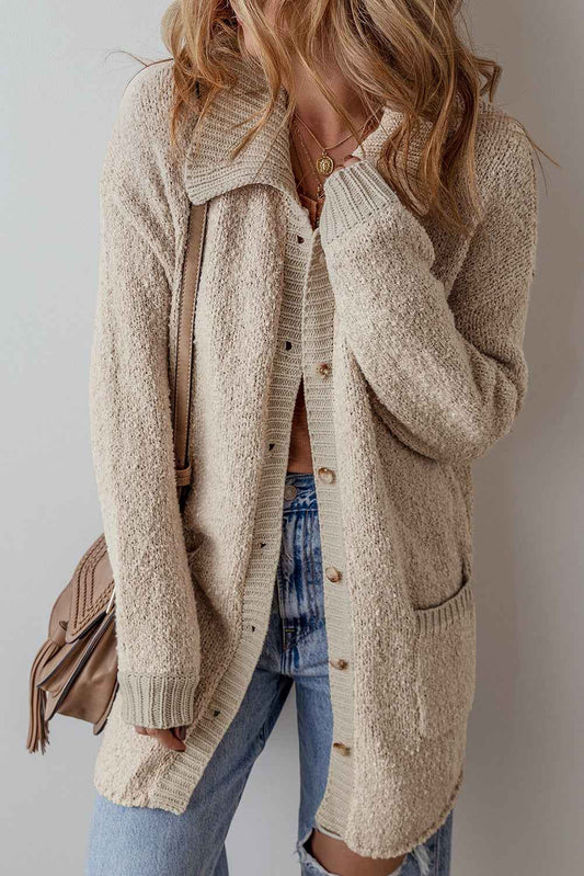 Jet Stream Collared Drop Shoulder Button Up Cardigan with Pocket Jet Stream 100%Acrylic ef1035cf2e37f125