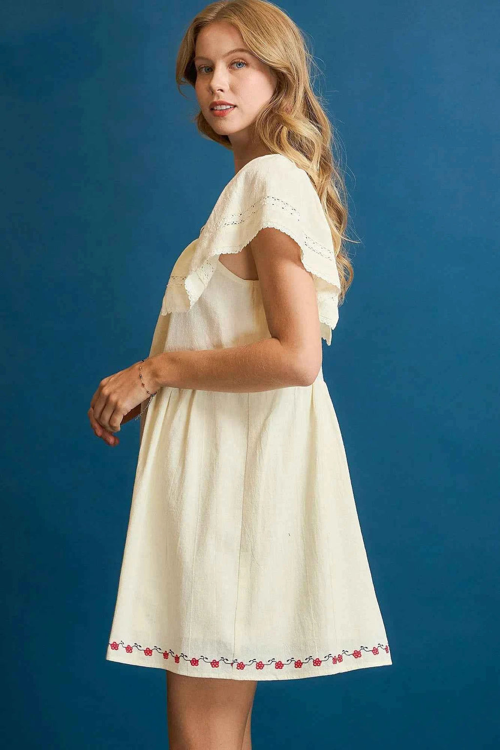 Umgee Embroidered Floral Flutter Sleeve Mini Dress ef1086b4-b1d3-464d-b346-59af1884d4a9-Max-Origin