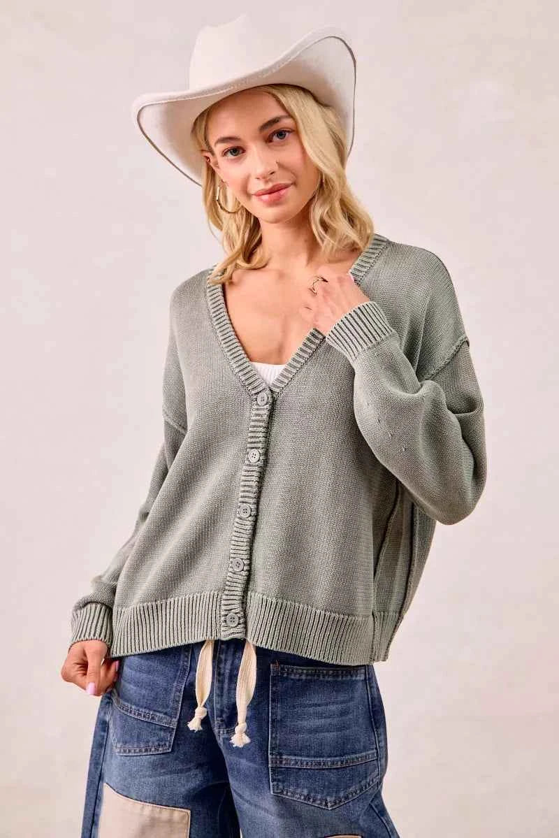 BiBi Washed Sweater V Neck Cardigan ef22b5823bfb4057a5c2df0fe531b47c-Max-Origin
