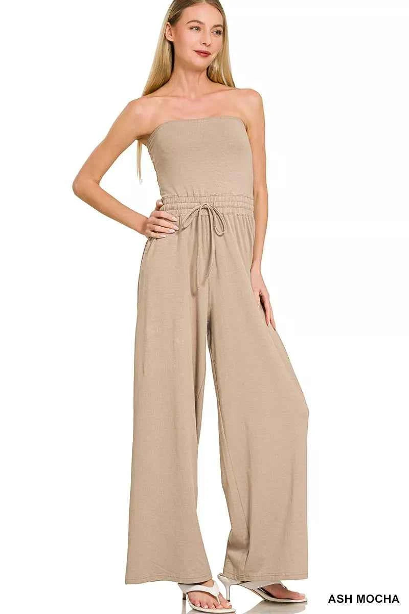 Zenana Tube Top Jumpsuit with Drawstring Waist ASH MOCHA ef258fdfc3b24a8c9c969af4eeca096b-Max-Origin