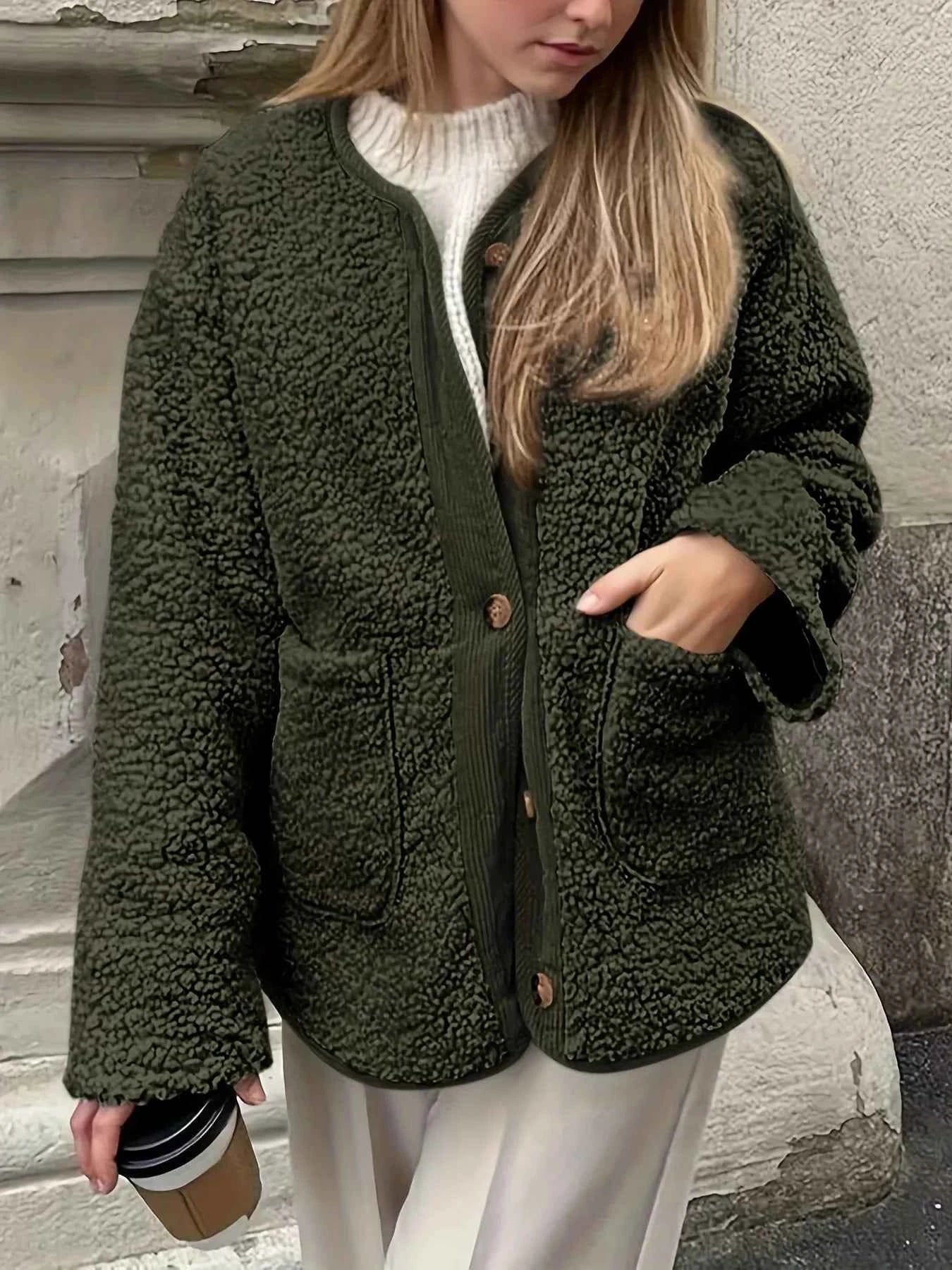 Sherpa Button-Up Outerwear Army Green ef283fe5-09b3-4d50-b691-2119e5423efe-Max-Origin