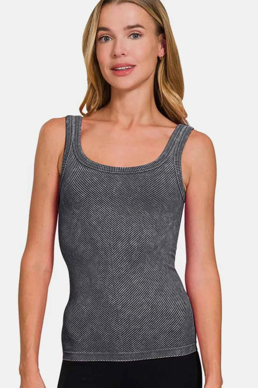 Zenana Ribbed Scoop Neck Tank ef33370c-d6b8-43e4-af92-d345294367f0-Max