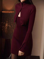 Ribbed Knit Button-Up Cardigan and Dress Sweater Set ef3ad20d-8653-4c74-a68a-d0159018e6b6-Max-Origin