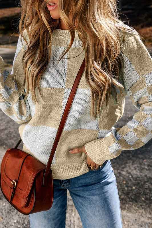 Vivifira Print Drop Shoulder Sweater Light French Beige ef3b63c2-e121-4333-bdf7-4036b38c07df