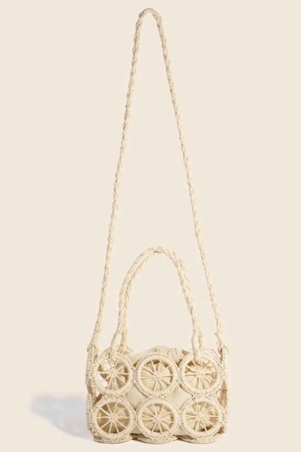 Fame Intricate Braided Wheels Crossbody Bag Ivory One Size ef5ba047-bcc9-42cd-83dc-d39569fcda72-Max