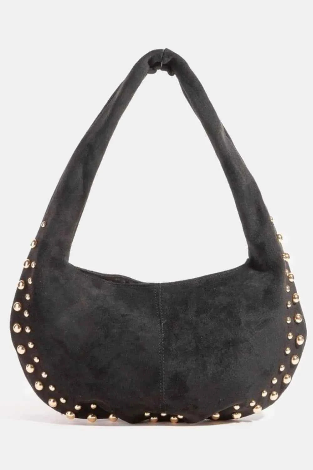 Fame Metallic Studded Faux Suede Hand Bag GBK One Size ef6257e6-6d01-49c7-a5f8-3cae2e94d19b-Max-Origin