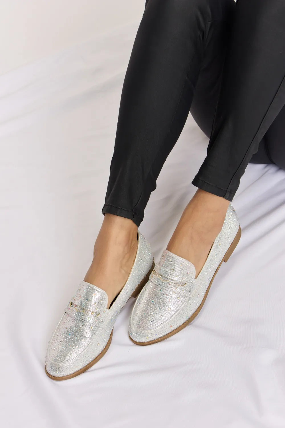 Forever Link Rhinestone Point Toe Loafers ef62ca0a-f701-4d2c-958a-3da07b080537-Max