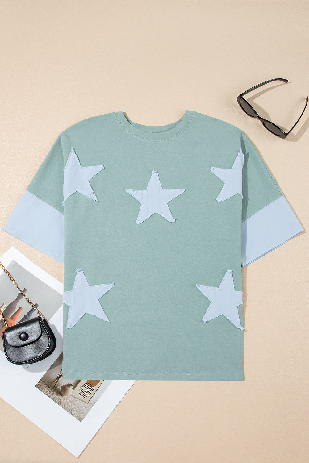 Myosotis Frayed Star Patched 4th of July Oversize T Shirt ef8c927dda405281