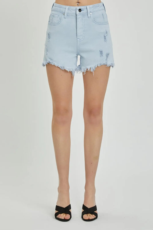 Full Size High Rise Distressed Detail Denim Shorts ef9b0fcd-a13e-4e0a-8440-045f0bf732e5-Max
