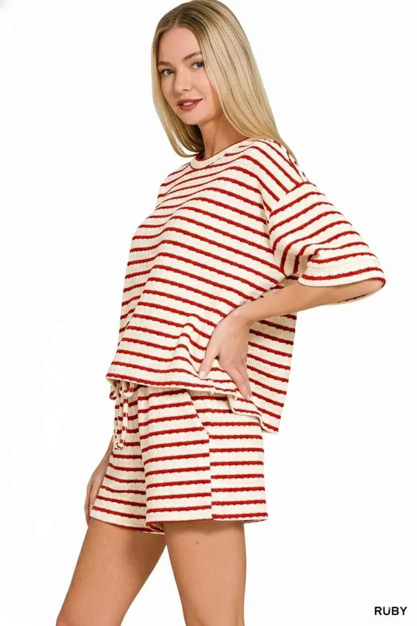 Zenana Striped Short Sleeve Tee & Shorts Set efa43937-59a4-49da-97bb-a1a053d3e07e-Max-Origin
