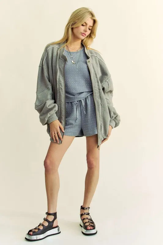 Davi & Dani Exposed Seam Zip Up Dropped Shoulder Jacket efa5f97d-71af-4072-a9a1-d186b16c3fd4-Max