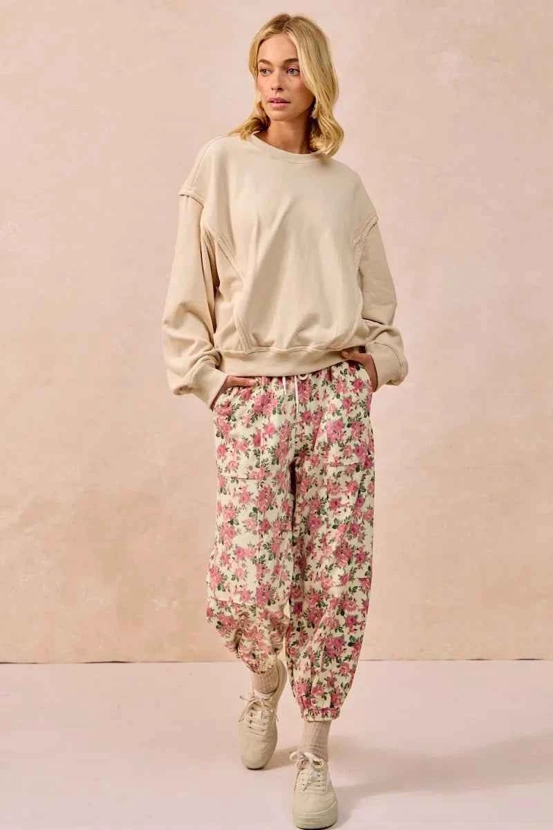 BiBi Floral Printed Twill Drawstring Pants With Elastic Band efa7333759a2461cbce557062fc73e00-Max-Origin