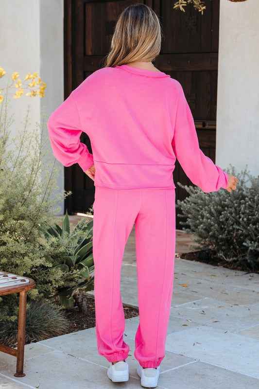 Solid Half-Button Pullover and Jogger Pants Set efa93bb2-dcf6-4ae5-9e75-1c1eb507be8b