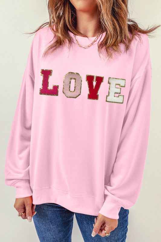 Valentine LOVE Chenille Embroidered Sweatshirt efaa0b5a-bf71-436b-a8a8-2cfd6381a4ba